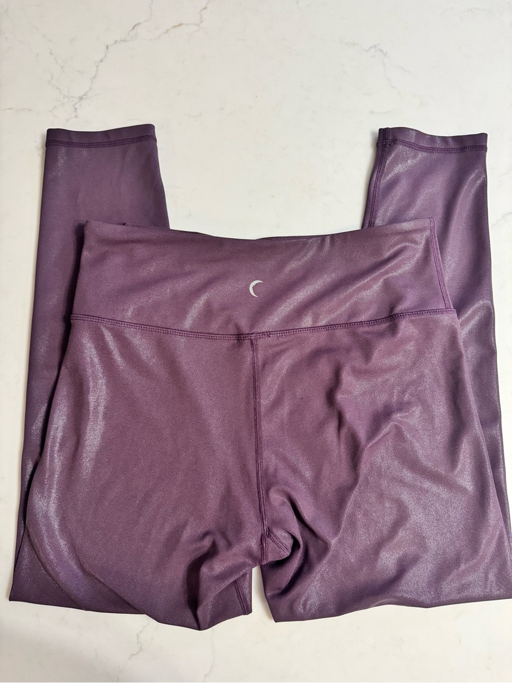 Zyia Active Purple Metallic Shimmer High Rise Leggings Size 8-10 - Picture 2 of 5